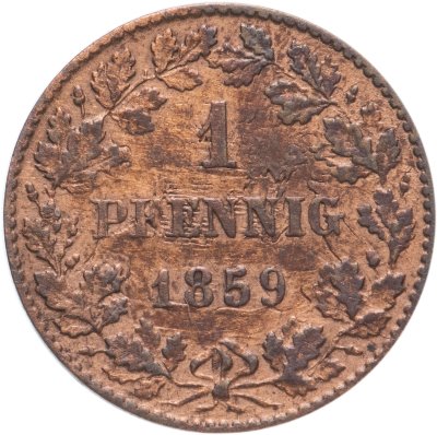 купить Германия, Нассау 1 пфенниг (pfennig) 1859