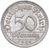 Купить Германия (Веймарская республика) 50 пфеннигов (pfennig) 1921