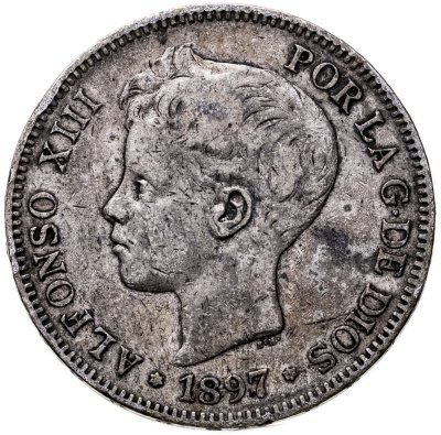 купить Испания 5 песет (pesetas) 1897