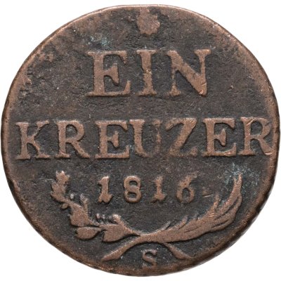 купить Австрия 1 крейцер (kreuzer) 1816, знак монетного двора "S" - Смолник