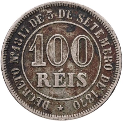 купить Бразилия 100 реалов (рейс, reis) 1881