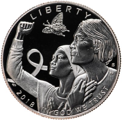 купить США 50 центов (1/2 доллара, half dollar) 2018 S осведомленность о раке молочной железы знак монетного двора: "S" - Сан-Франциско
