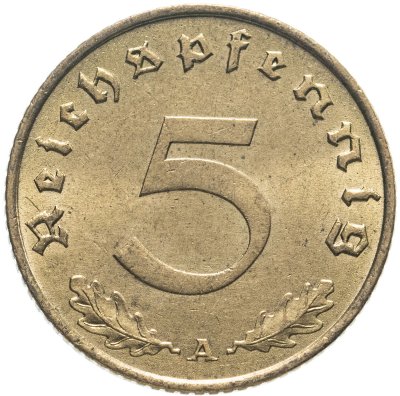 купить Германия (Третий рейх) 5 рейхспфеннигов (reichspfennig) "A" 1938