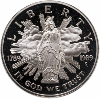 купить США 1 доллар (dollar) 1989 S Congress (200 лет Конгрессу США) знак монетного двора "S" - Сан-Франциско
