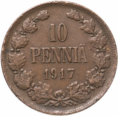 купить 10 пенни (pennia) 1917 с вензелем Николая II, для Финляндии