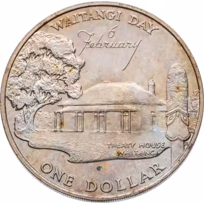 купить Новая Зеландия 1 доллар (dollar) 1977 "Серебряный" юбилей (25 лет) правления Королевы Елизаветы II и День Вайтанги
