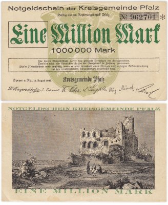 купить Германия Pfalz Пфальц 1 миллион марок 1923 года