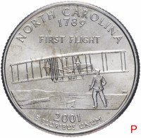 купить США 1/4 доллара (квотер, 25 центов) 2001 P "Штат Северная Каролина"