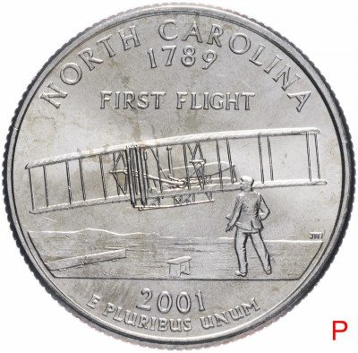 купить США 1/4 доллара (квотер, 25 центов) 2001 P "Штат Северная Каролина"