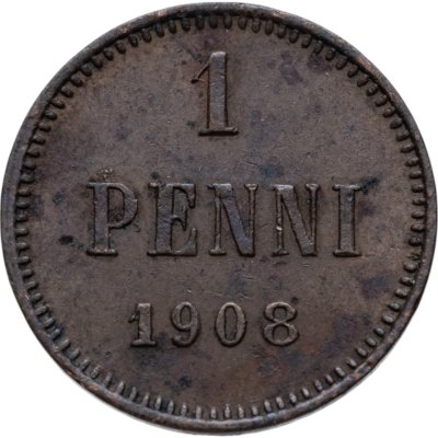 купить 1 пенни (penny) 1908, монета для Финляндии
