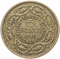 купить Тунис 5 франков (francs) 1946