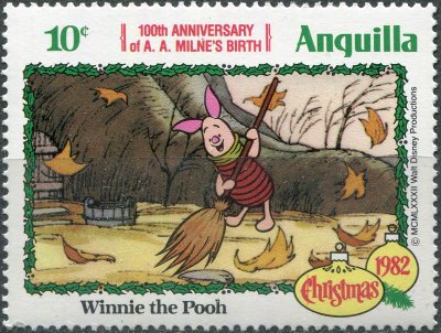 купить Ангилья Почтовая марка 1982 "Поросенок подметает листья"