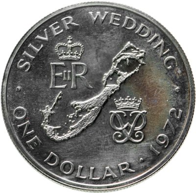 купить Бермуды 1 доллар (dollar) 1972 Королевская серебряная свадьба