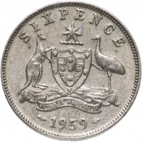 Купить Австралия 6 пенсов (pence) 1959