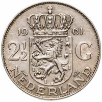 купить Нидерланды 2 1/2 гульдена (gulden) 1961