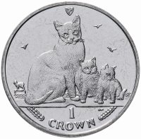 Купить Остров Мэн 1 крона (crown) 2014 "Кошки - Сноу-Шу"