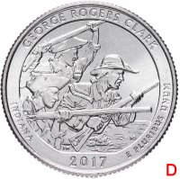 Купить США 1/4 доллара (25 центов, квотер) 2017 D — "Национальный исторический парк имени Джорджа Р. Кларка" (40-й парк)