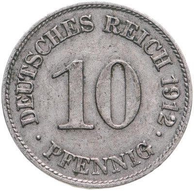 купить Германия 10 пфеннигов (pfennig) 1912 Е