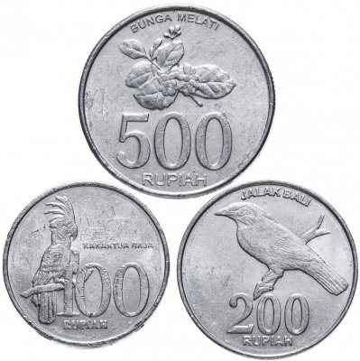 купить Индонезия набор монет 1999-2008 (3 штуки) - 100, 200 и 500 рупий