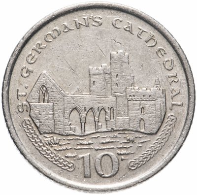 купить Остров Мэн 10 пенсов (pence) 2000-2003 "Собор святого Германа. Замок Пил"
