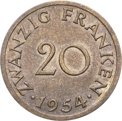 купить Саар 20 франков (francs) 1954