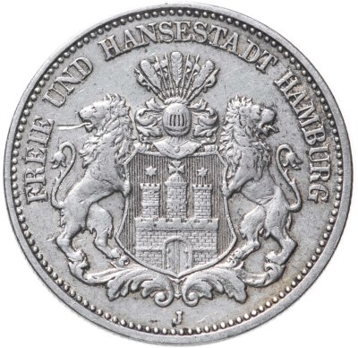 купить Германская Империя, Гамбург 2 марки (mark) 1908 J