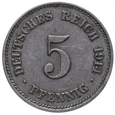 купить Германия 5 рейх пфеннигов 1914 "J"