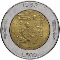 Купить Сан-Марино 500 лир (lire) 1982 "Социальные достижения"