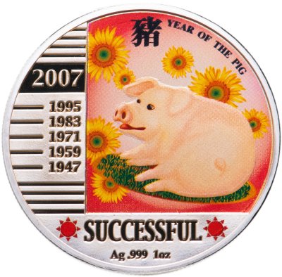 купить Остров Ниуэ 1 доллар 2007 "Год свиньи: Успех" в рамке