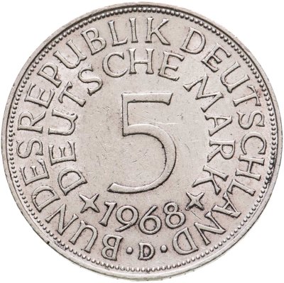 купить Германия 5 марок 1968 "D"