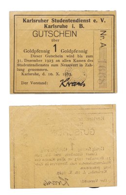 купить Германия купон ваучер 1 пфенниг "Студенческая служба" 1923