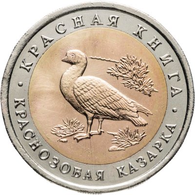купить 10 рублей 1992 ЛМД краснозобая казарка