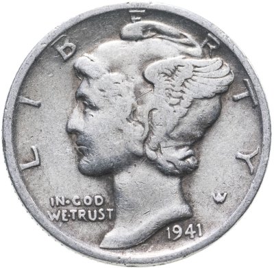 купить США 10 центов (дайм, one dime) 1941 Mercury Dime (дайм «Меркурий»)