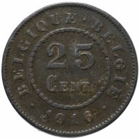 Купить Бельгия 25 сантимов (centimes) 1916