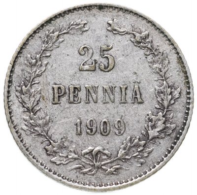 купить 25 пенни 1909 L, монета для Финляндии