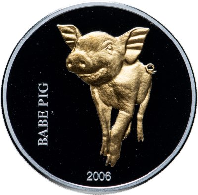 купить Конго 10 франков 2006 «Поросёнок Бэйб» с позолотой
