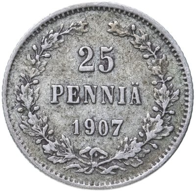 купить 25 пенни 1907 L, монета для Финляндии