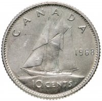 купить Канада 10 центов (cents) 1968