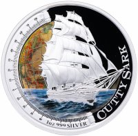 Купить Тувалу 1 доллар 2012 "Парусник Катти Сарк", в футляре с сертификатом