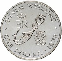 Купить Бермуды 1 доллар (dollar) 1972 "Королевская серебряная свадьба"