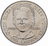 купить Остров Мэн 1 крона 1980 "80 лет со дня рождения Королевы Матери"