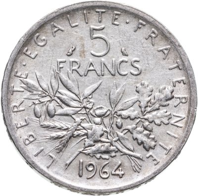 купить Франция 5 франков (francs) 1964