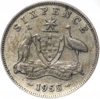 Купить Австралия 6 пенсов (pence) 1955