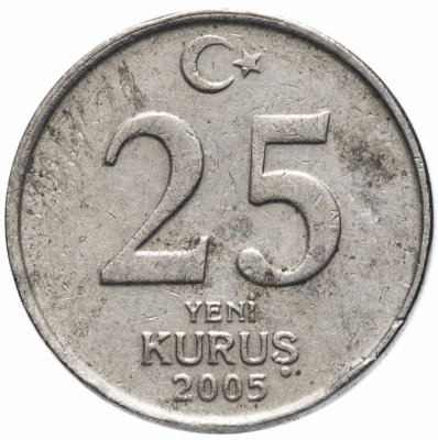 купить Турция 25 новых курушей (yeni kurus) 2005-2008, случайная дата