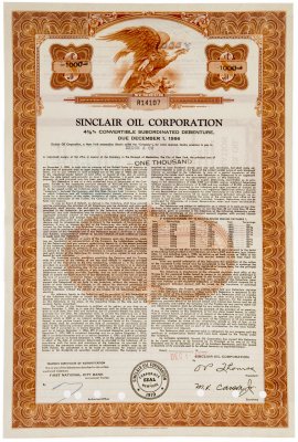 купить Акция США SINCLAIR OIL CORPORATION, 1988 г.
