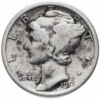 Купить США 10 центов (дайм, one dime) 1917