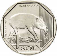 Купить Перу 1 соль (sol) 2018 "Фауна Перу - Горный тапир (Tapirus pinchaque)"