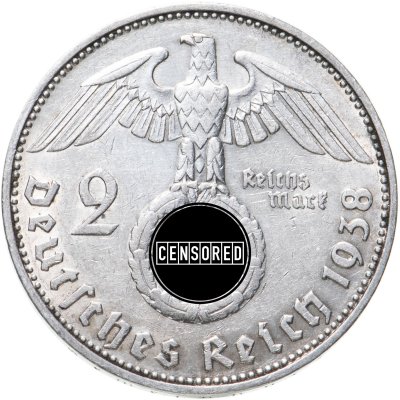 купить Фашистская Германия (Третий Рейх) 2 рейхсмарки 1938 "J"