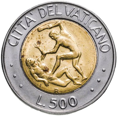 купить Ватикан 500 лир 1995 "Каин и Авель"