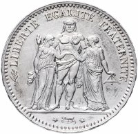 Купить Франция 5 франков (francs) 1876 Геркулес "A"